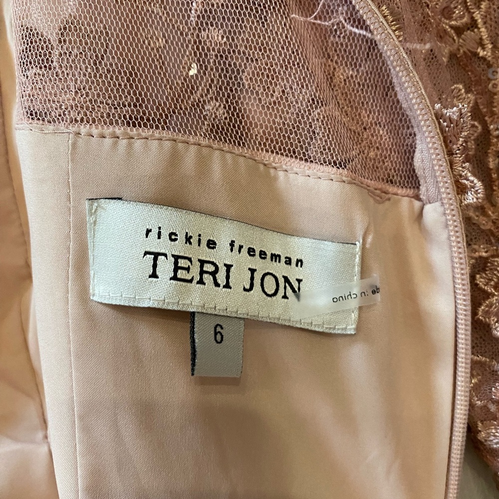 Teri Jon Blush Pink Lace Cocktail Dress